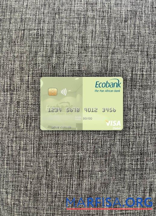 Realistic Ghana Ecobank Ghana visa debit card photolook front sample
